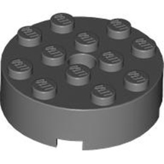 Brick 4x4 Round with Diameter 4.9 Hole Dark Stone Grey