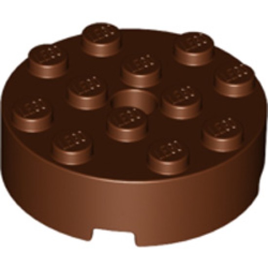 Brick 4x4 Round with Diameter 4.9 Hole Reddish Brown