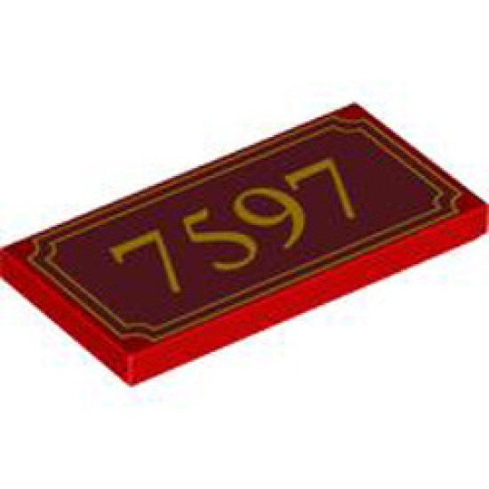 Flat Tile 2x4 Number 1 Bright Red