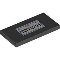 Flat Tile 2x4 Number 4 Black
