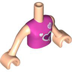 Torso Girl with Arm 1 Assembly with Hearts Design Light Nougat