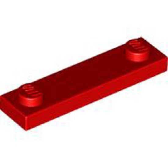 Plate 1x4 with 2 Knobs with Underside 3 Studs Bright Red