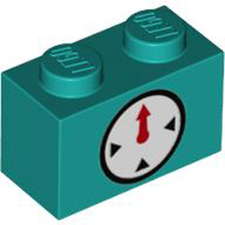 Brick 1x2 Number 91 Bright Bluish Green