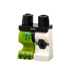 Mini Body Lower Part with White Knee Pad Left Leg and Bright Yellowish Green Animal Right Leg Black