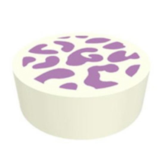 Flat Tile 1x1 Round Number 135 with Lavender Splotches White