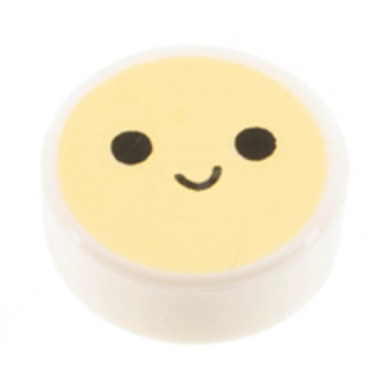 Flat Tile 1x1 Round with Happy Face White