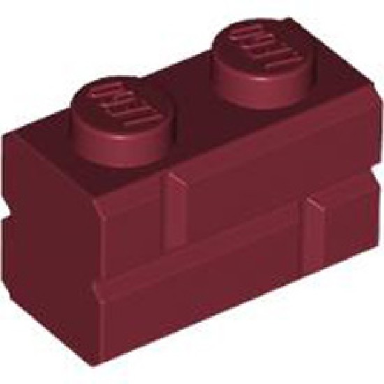 Profile Brick 1x2 Single Grove Dark Red