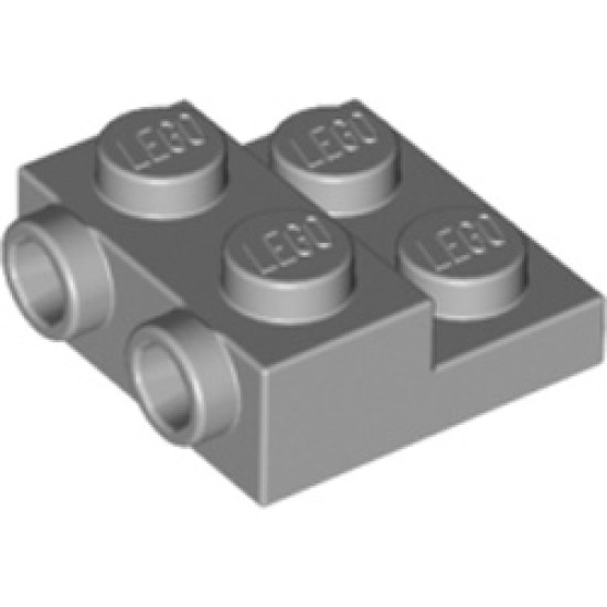 Plate 2x2x2/3 with 2 Horizontal Knob Medium Stone Grey