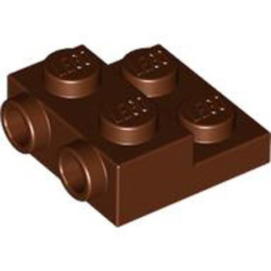 Plate 2x2x2/3 with 2 Horizontal Knob Reddish Brown