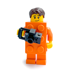 Orange Brick Costume Guy with Camera - 2023 Build a Minifigure (BAM) Minifigure