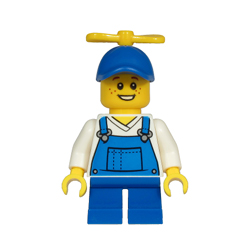 Boy with Bright Blue Overalls over V-Neck Shirt (Billy McCloud) Minifigure