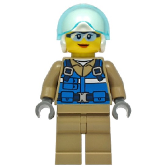 Female Wildlife Rescue Pilot with White Helmet Minifigure