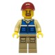 Male Wildlife Rescue Worker with Dark Red Cap and Blue Vest Minifigure