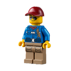 Male Wildlife Rescue Ranger with Bright Blue Shirt with RESCUE Pattern on Back Minifigure