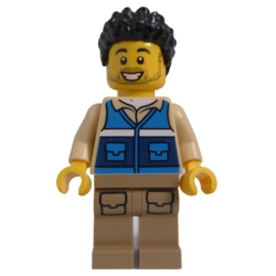 Male Wildlife Rescue Worker with 'RESCUE' Pattern on Back Minifigure