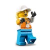 Female Stuntz Crew with White and Flame Yellowish Orange 'ViTA RUSH' Jacket with Ponytail Hair Minifigure
