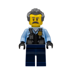 Police Officer Sam Grizzled in Light Royal Blue Jacket Minifigure