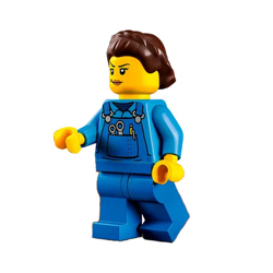 Female Stuntz Crew in Bright Blue Overalls over Medium Blue Shirt Minifigure