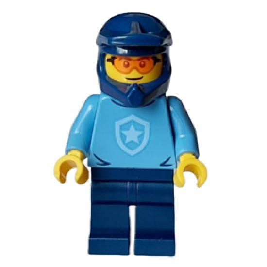 Police Officer with Earth Blue Dirt Bike Helmet and Safety Glasses Minifigure