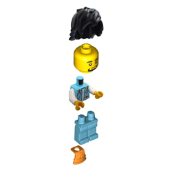 Male Arctic Explorer with Stethoscope and Bright Orange Life Jacket Minifigure