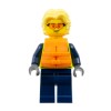 Male Police Officer with Vibrant Yellow Safety Vest and Bright Orange Life Jacket Minifigure