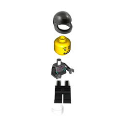 Male Race Car Driver with Racing Suit with Hawk Head Logo Minifigure