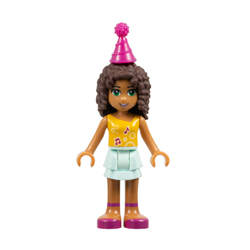 Andrea with Aqua Layered Skirt and Flame Yellowish Orange Top with Music Notes Minifigure