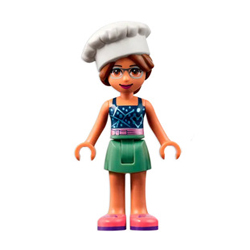 Olivia with Sand Green Skirt and Earth Blue Top with White Chef Toque Minifigure