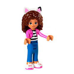 Gabby with Bright Purple Jacket over Black and White Striped Shirt Minifigure