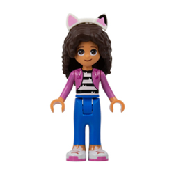 Gabby with Bright Purple Jacket over Black and White Striped Shirt Minifigure