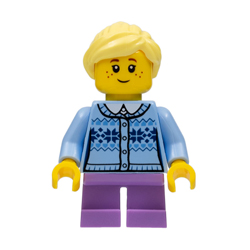 Girl in Fair Isle Sweater and Cool Yellow Ponytail Minifigure