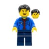 Man with Bright Blue Jacket and Dark Red Shirt Minifigure