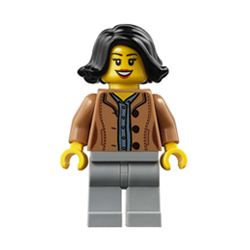 Woman in Black Hair with Medium Nougat Jacket Minifigure