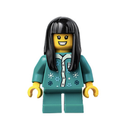 Girl in Bright Bluish Green Pajamas Top Minifigure