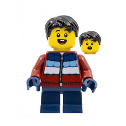 Boy with Dark Red Puffy Coat Minifigure