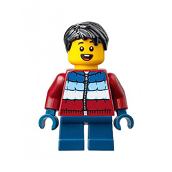 Boy with Dark Red Puffy Coat Minifigure