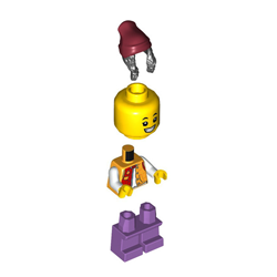 Child Girl with Red and Flame Yellowish Orange Jacket Minifigure