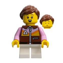 Child  Girl in Reddish Brown Jacket, with Reddish Brown Ponytail Minifigure
