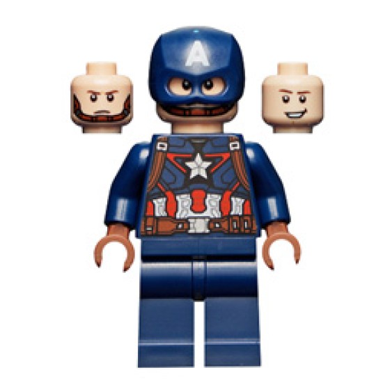 Captain America - Earth Blue Suit, Reddish Brown Hands, Helmet Minifigure