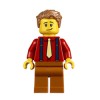Man in Bright Red Shirt and Tan Tie Minifigure